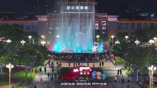 杭州武林广场音乐喷泉视频素材模板下载