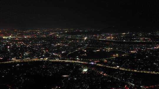 泉州市区夜景航拍500米高空泉州城市大景