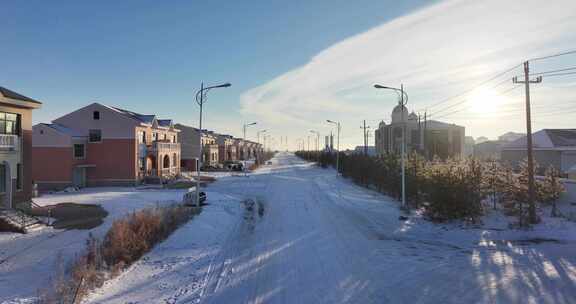 额尔古纳冬季城市冰雪道路