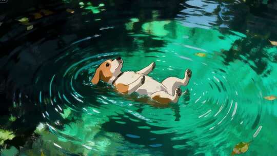 可爱卡哇伊治愈系萌狗游戏耍水动态壁纸