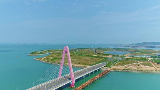 航拍漳州港双鱼岛海岸线美景