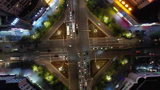 贵州凯里北京西路城市夜景灯光交通航拍