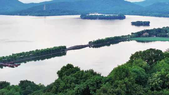 杭州西湖雷峰塔航拍