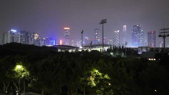 广州中国市长大厦夜景航拍