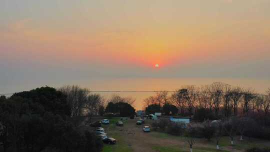 苏州太湖三洋夕照日落航拍发现视角