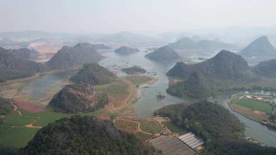 航拍云南普者黑5A景区风景