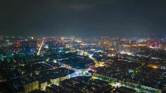 四川眉山城市夜景大景航拍延时