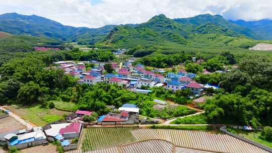 临沧耿马孟定佤族特色新农村房屋建筑航拍