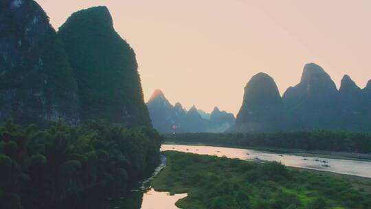 广西桂林山水航拍视频素材模板下载