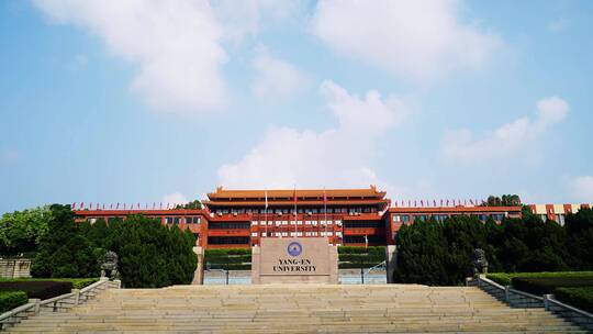 唯美学校延时校园大门仰恩大学建筑校门空境