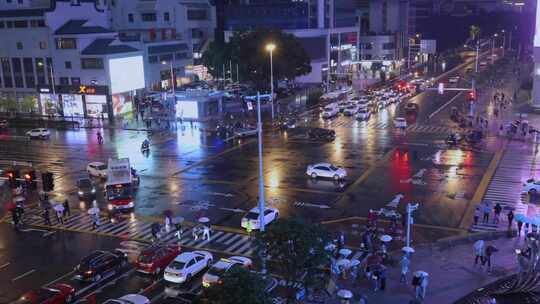 城市夜晚道路交通车流延时