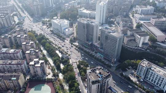 航拍湖北宜昌西陵区建筑群