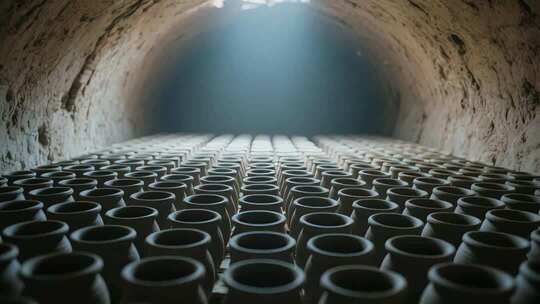 手艺人烧制陶瓷素材会理绿陶