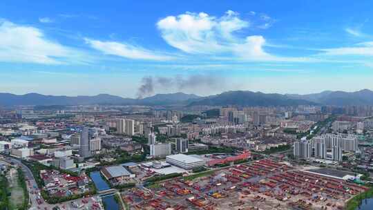 航拍浙江宁波北仑城市空境头 航拍宁波