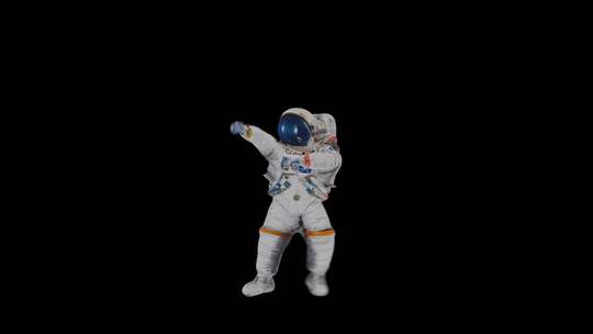 澳大利亚宇航员跳舞江南风格孤立在黑色3d视频素材模板下载