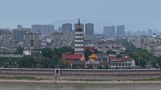 航拍安徽安庆迎江寺振风塔全景