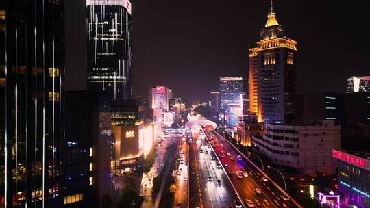 上海五角场夜景航拍