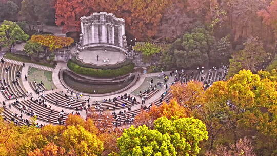 南京钟山风景区音悦台秋景