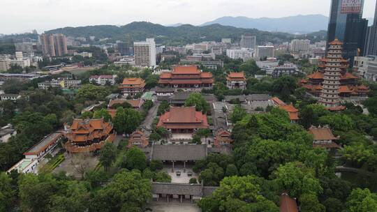 福建福州西禅古寺历史文化古建筑航拍