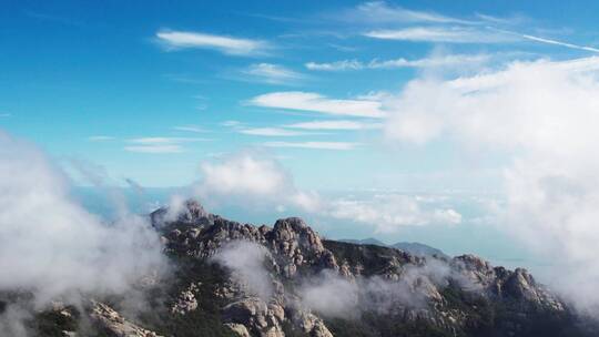 航拍青岛崂山怪石山林石像道教圣地 4k