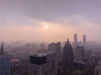 宁夏银川雪后雾霾延时