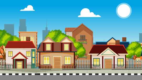 循环动态城镇背景视频