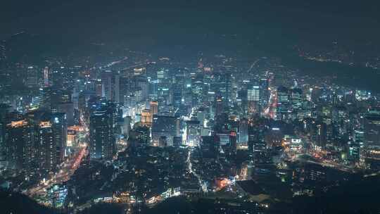 韩国首尔城市夜景延时