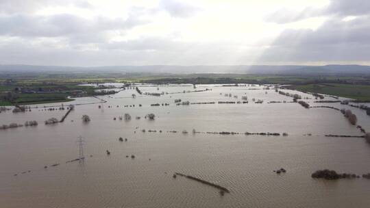 英国大面积洪水泛滥视频素材模板下载