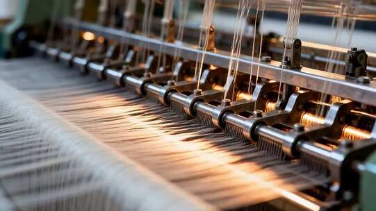 纺织车间织布机工作画面