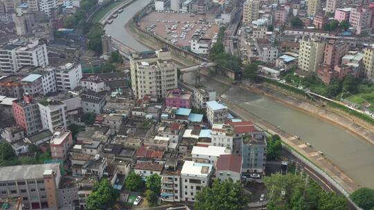 航拍深圳龙华区观澜聚落建筑视频素材模板下载