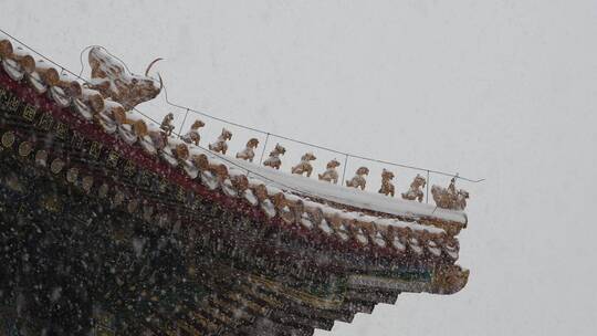 大雪中的北京故宫屋檐