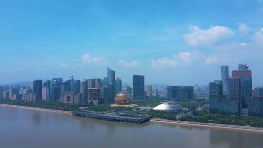 杭州城市阳台航拍风景