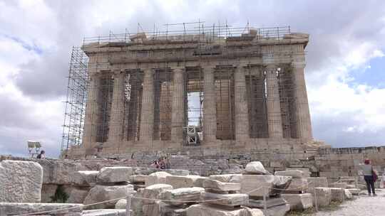 正在翻修的希腊帕特农神庙建筑古迹视频素材模板下载