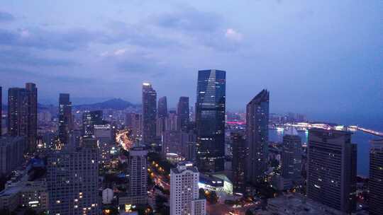 4K  航拍青岛城市夜景