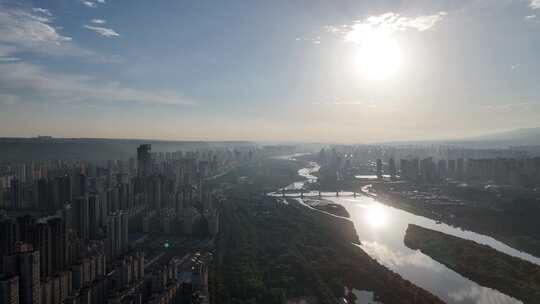 航拍陕西宝鸡城市风光