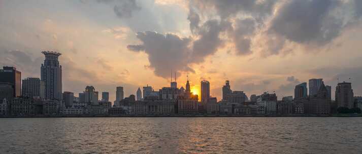 上海外滩日落城市景观延时