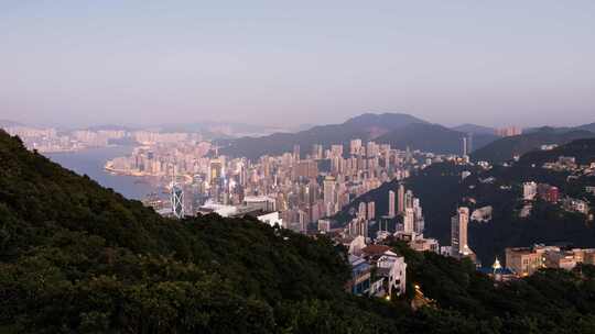 中国香港的日与夜延时摄影
