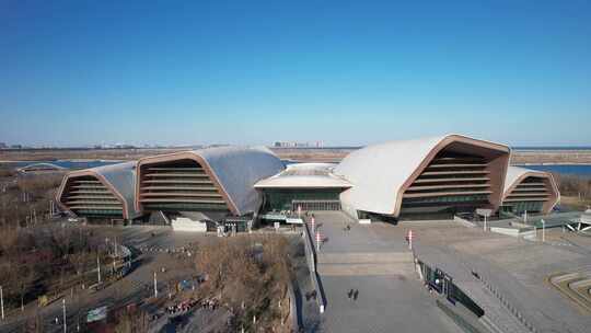 天津滨海国家海洋博物馆城市建筑风光航拍