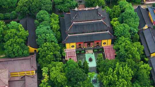 杭州西湖景区灵隐寺风光航拍