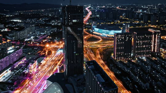 城市道路交通车流立交桥路网繁华夜景