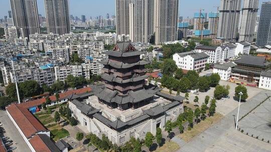 航拍湖北武汉归元禅寺4A景区