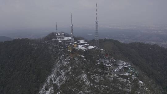 杭州灵隐雪下雪航拍