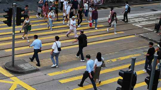 香港街头车流人流