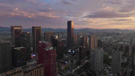 黄昏的杭州余杭未来科技城4视频素材模板下载