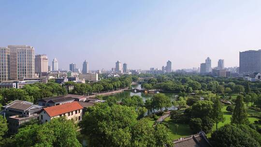 宁波市区月湖公园航拍