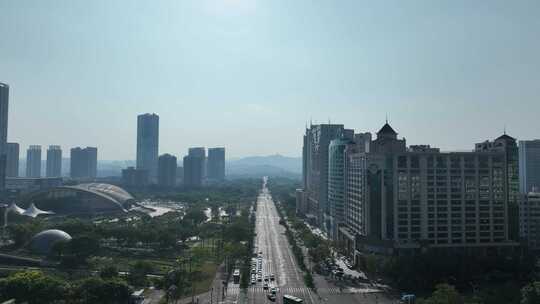 惠州市云山西路建筑风光航拍富力国际中心