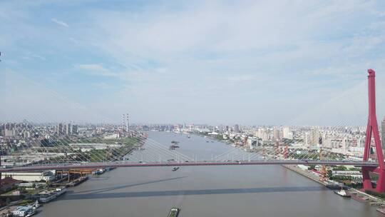上海杨浦大桥4k航拍视频素材模板下载