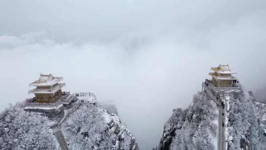 老君山雪景云海航拍 附log素材