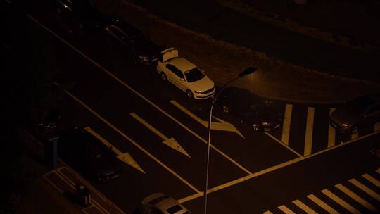 夏季的雨夜,马路边的路灯.视频素材模板下载
