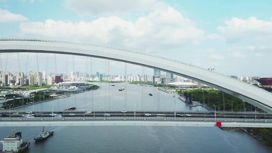 上海卢浦大桥城市航拍4K